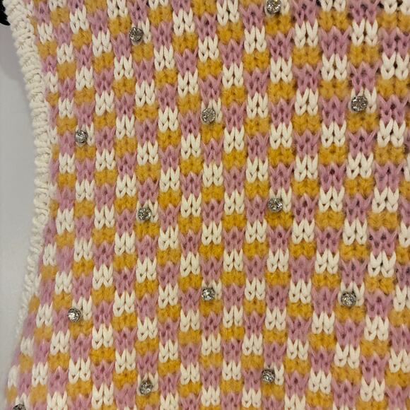 NWT Maje Pink Rhinsetone Knit Maelana Sleeveless Sweater Large - Picture 10 of 11